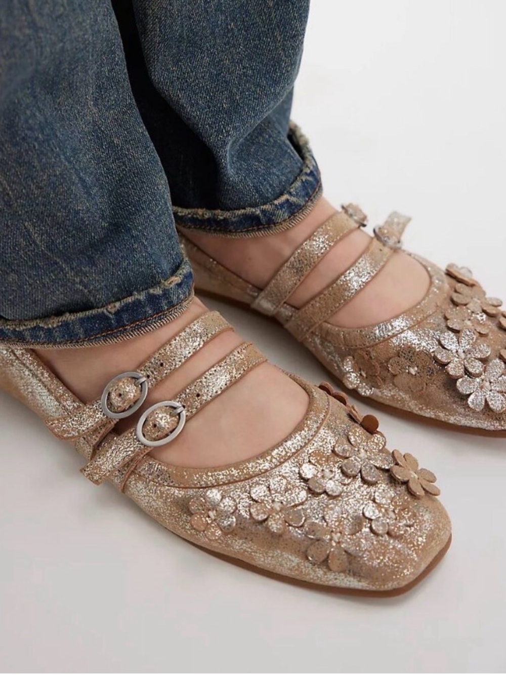 Free People Mimosa Mary Jane Champagne Metallic - Picture 3 of 15
